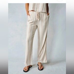 Bella Dahl Cream Striped Wide Leg Pants